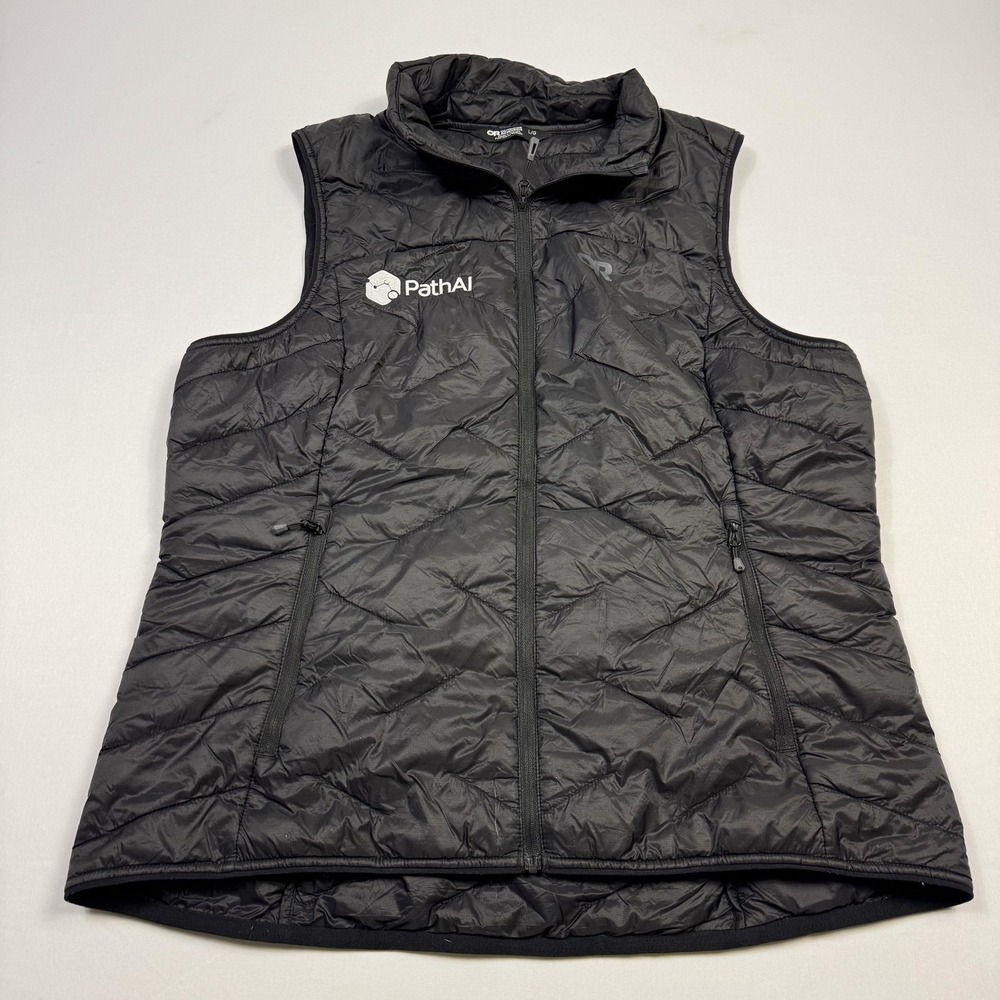 Outdoor Research Vest‎ Womens Black Insulated Quilted Zip PathAI Logo Large